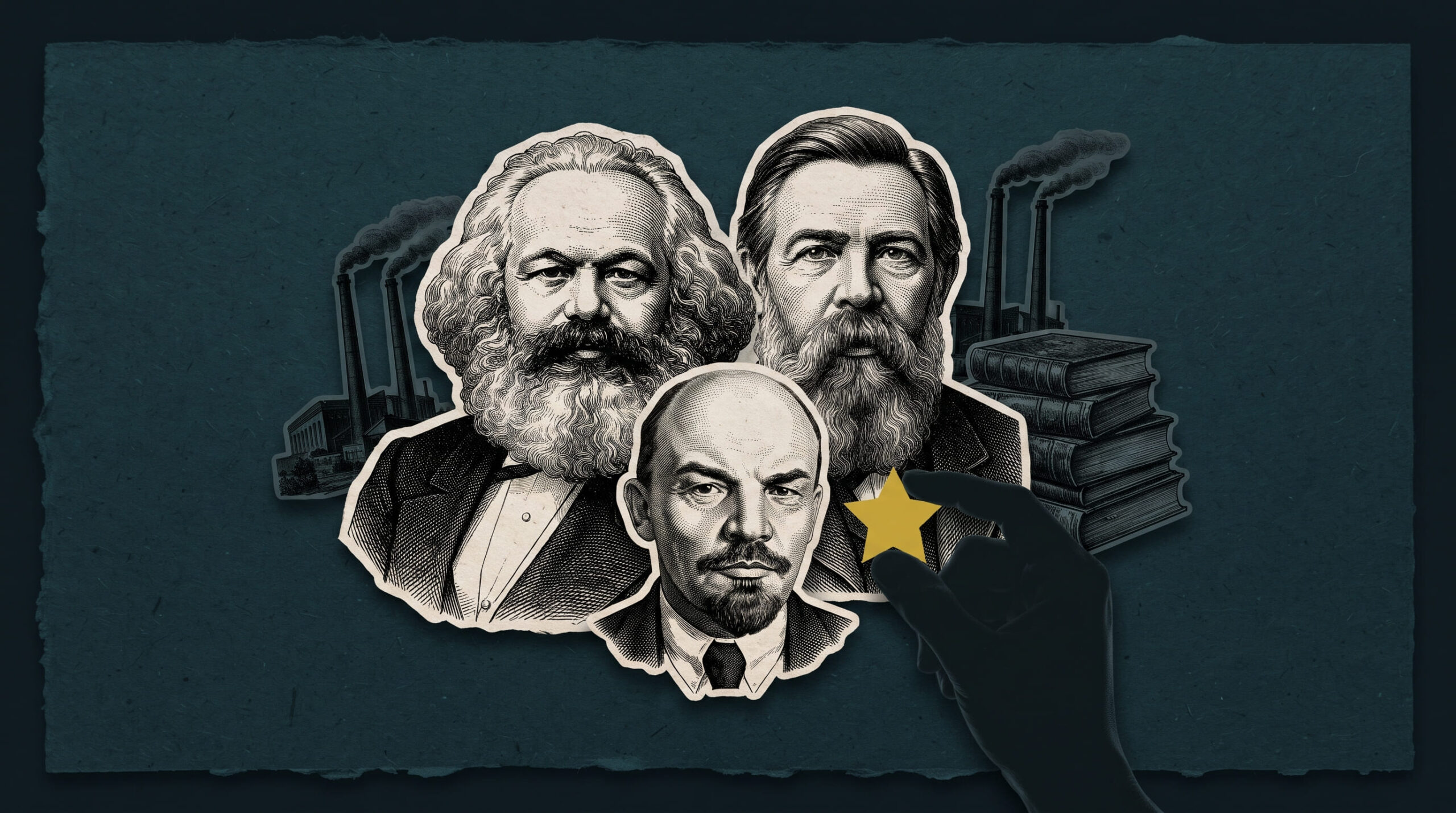 representação visual de marx lenin e engels sobre 5 livros para entender o marxismo